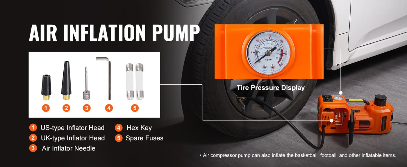 VEVOR 5 Ton Electric Car Jack with Tire Inflator Quick Tire Inflation