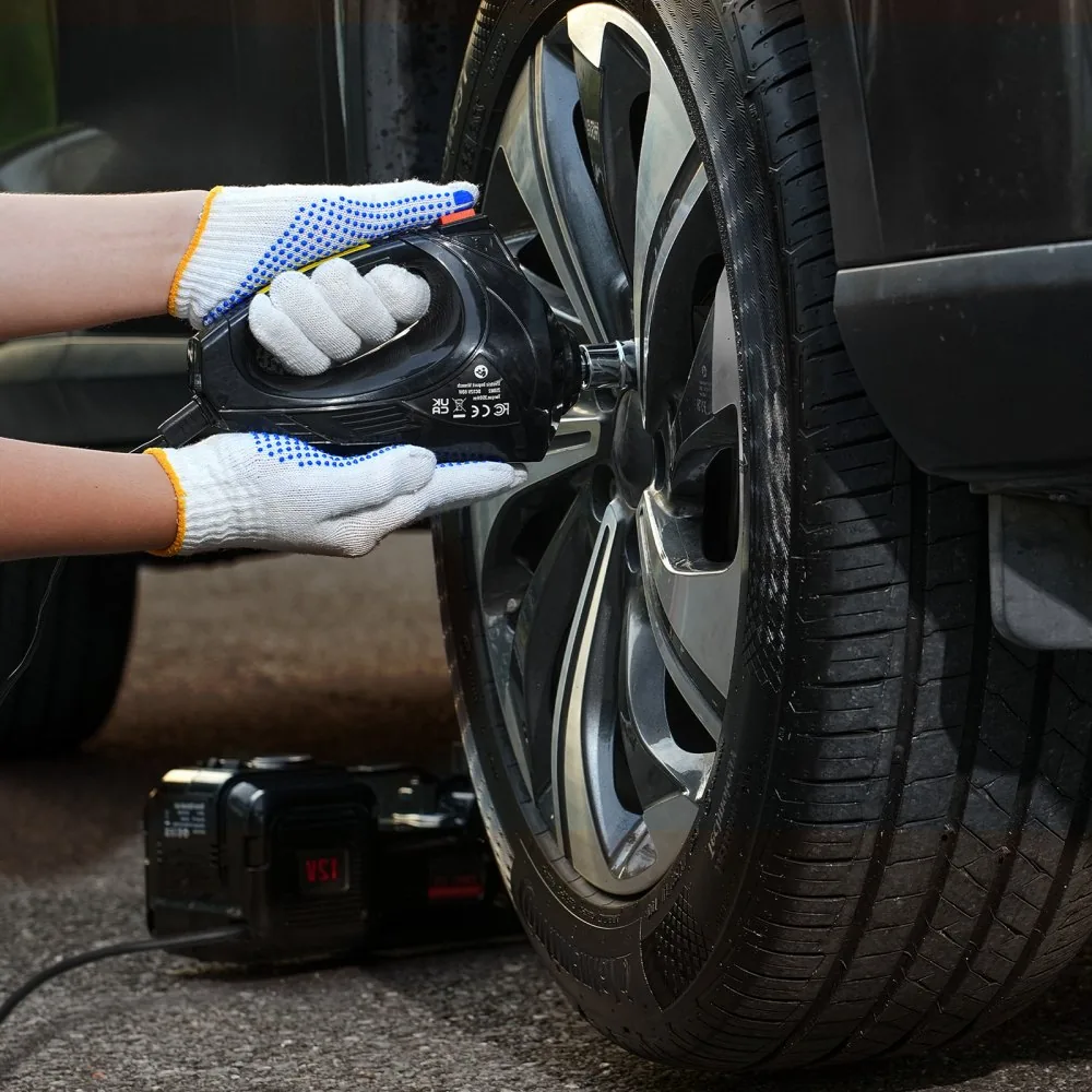 VEVOR 5 Ton Electric Scissor Jack with Impact Wrench installation