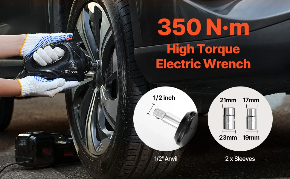 VEVOR 5 Ton Electric Scissor Jack with Impact Wrench 3-in-1 kit detail 2