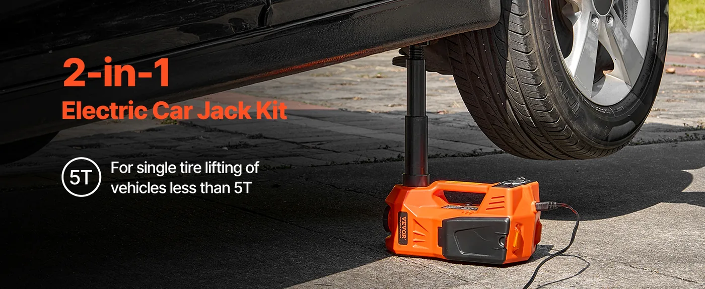 VEVOR Electric Car Jack Without Impact Wrench 5 Ton Orange overview