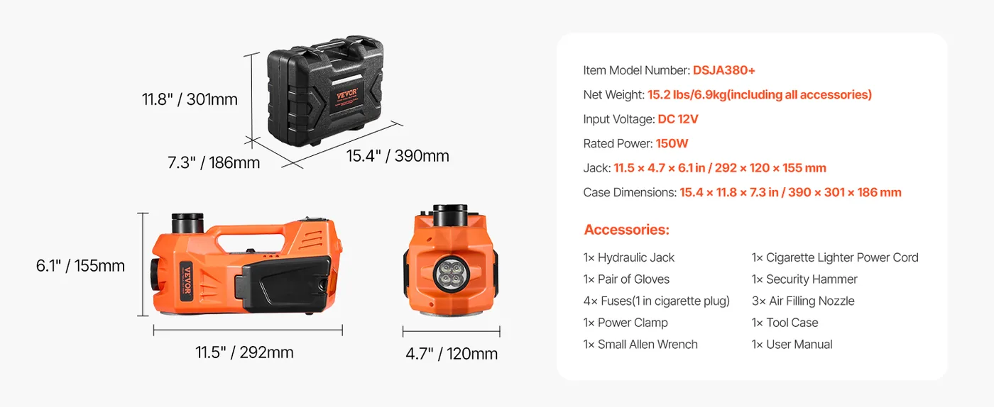 VEVOR Electric Car Jack Without Impact Wrench 5 Ton Orange feature 5