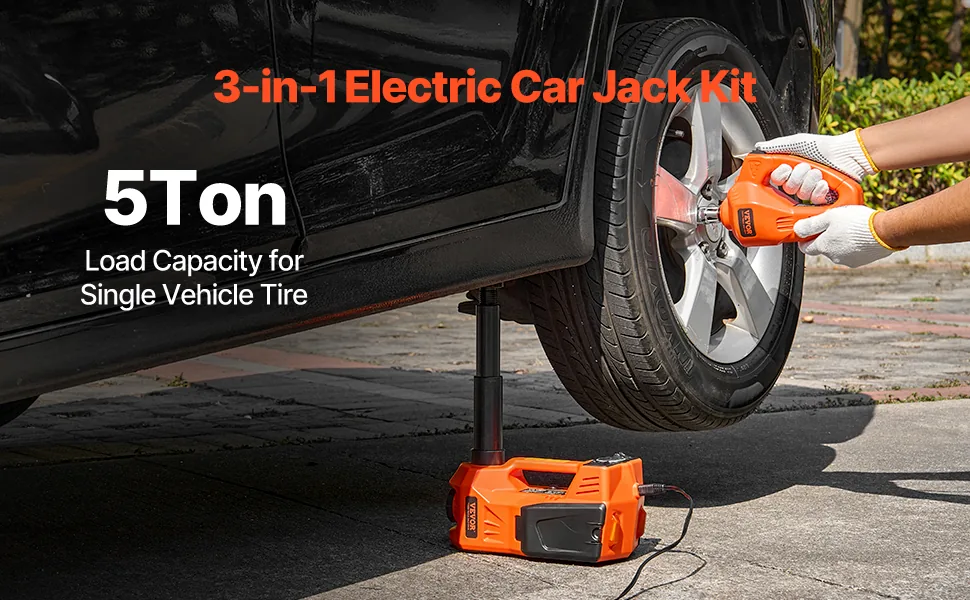 VEVOR Electric Car Jack With Impact Wrench 5 Ton Orange overview