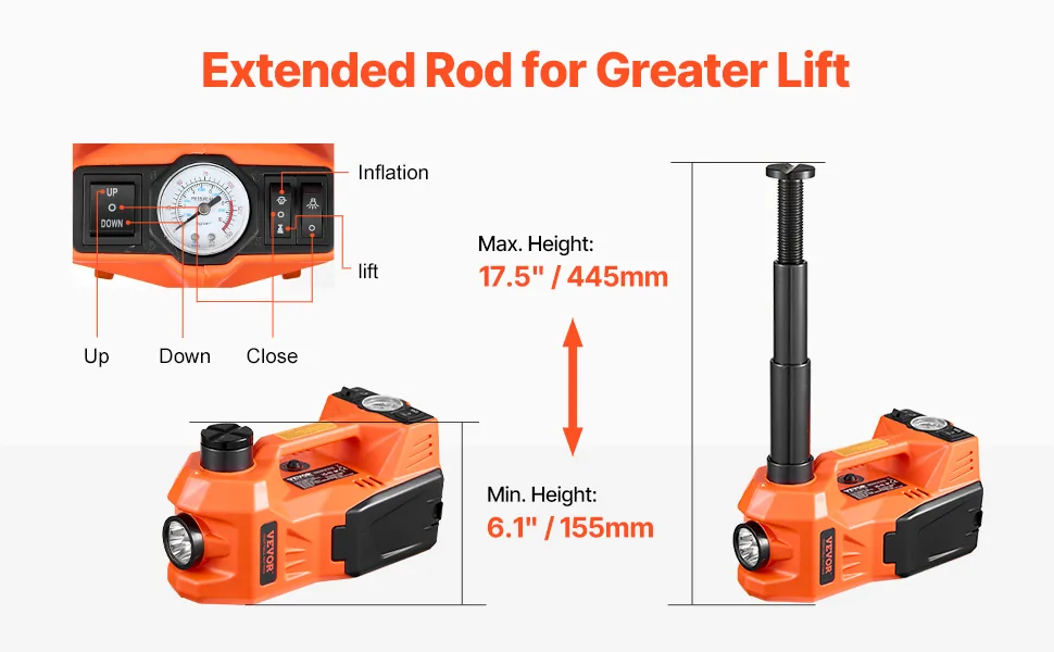 VEVOR Electric Car Jack With Impact Wrench 5 Ton Orange feature 1