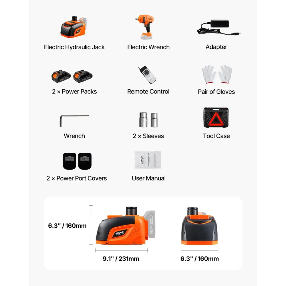 VEVOR car jack toolbox package contents