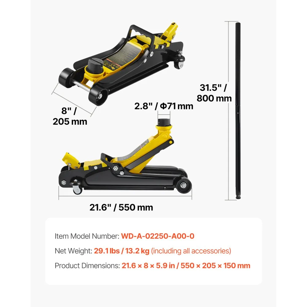 VEVOR floor jack package contents