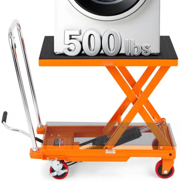 VEVOR Hydraulic Lift Table Cart Orange Single Scissor 500 lb product image 1
