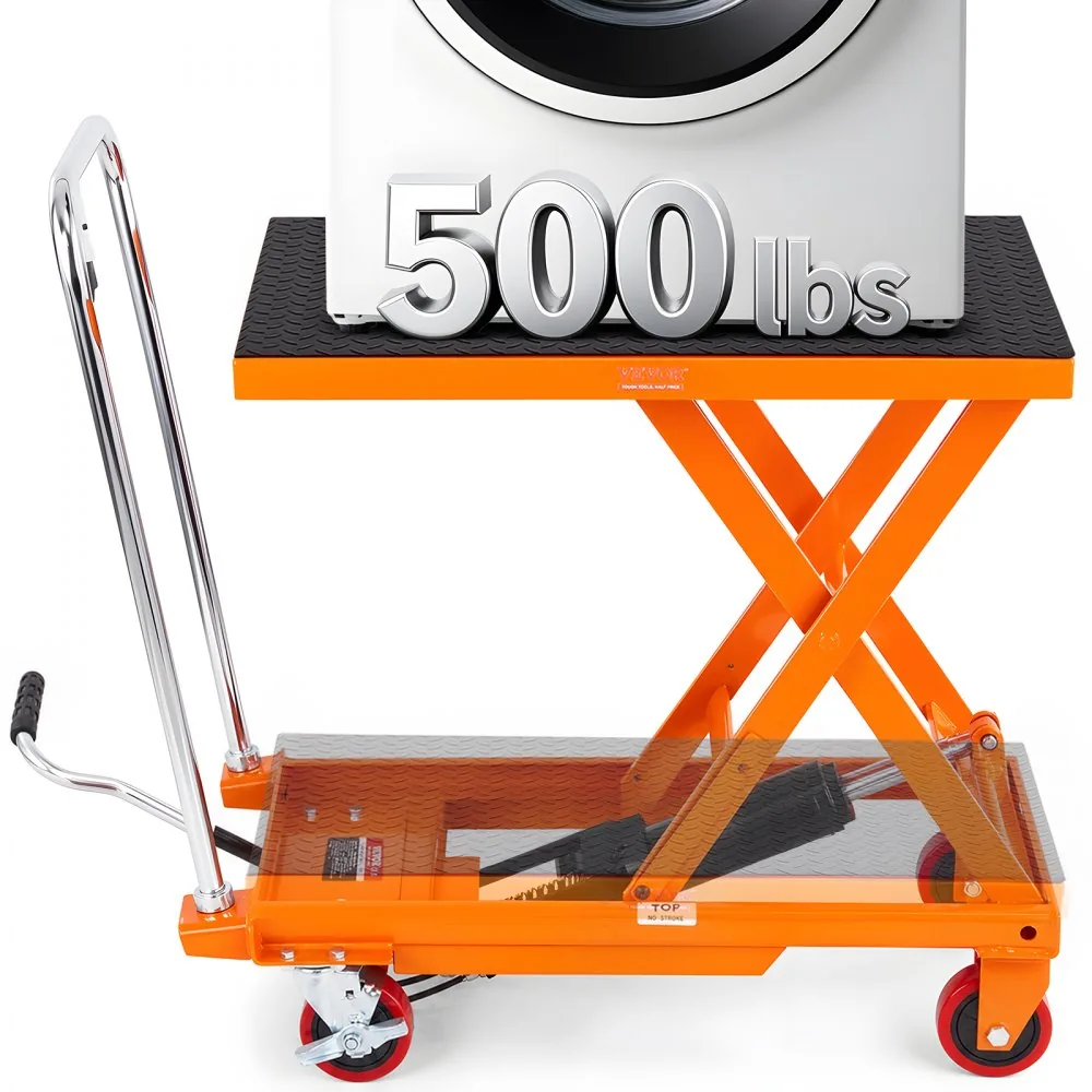 VEVOR Hydraulic Lift Table Cart Orange Single Scissor 500 lb product image 1