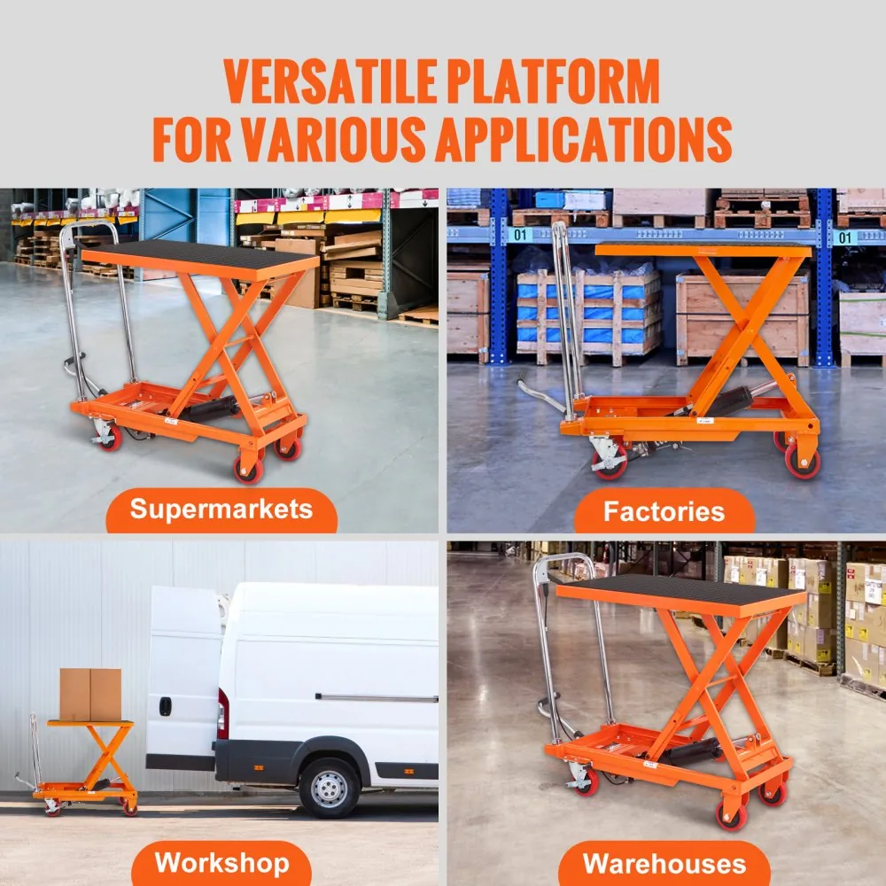 VEVOR Hydraulic Lift Table Cart Orange Single Scissor 500 lb product image 7