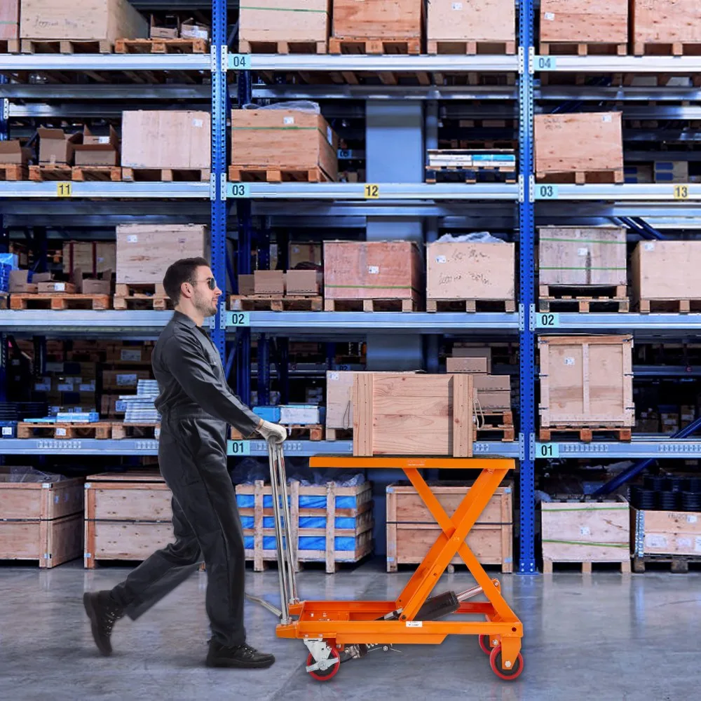 VEVOR Hydraulic Lift Table Cart Orange Single Scissor 500 lb product image 8