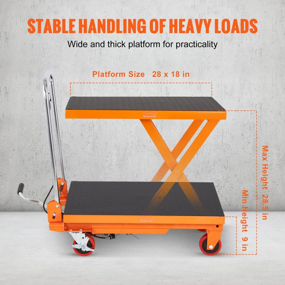VEVOR Hydraulic Lift Table Cart Orange Single Scissor 330 lb product image 3