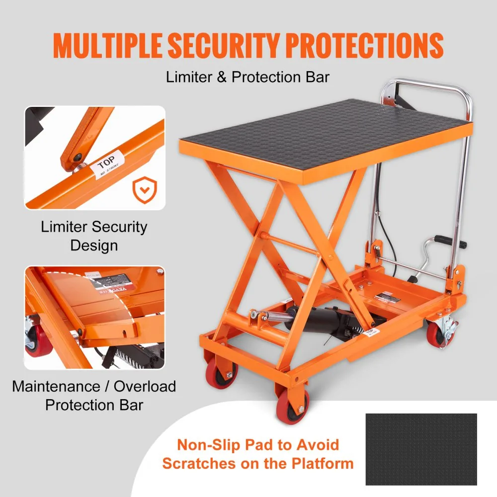 VEVOR Hydraulic Lift Table Cart Orange Single Scissor 330 lb product image 5