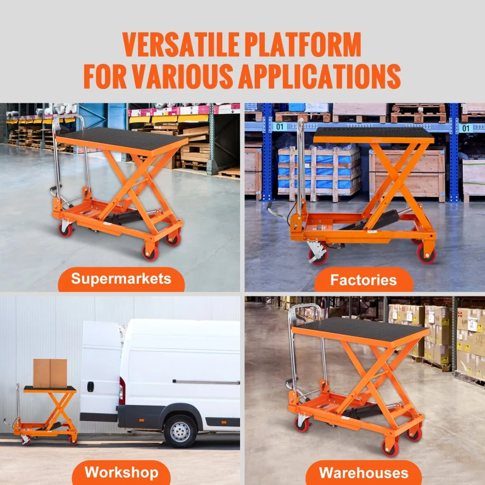 VEVOR Hydraulic Lift Table Cart Orange Single Scissor 330 lb product image 7