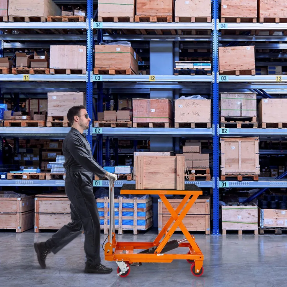 VEVOR Hydraulic Lift Table Cart Orange Single Scissor 330 lb product image 8