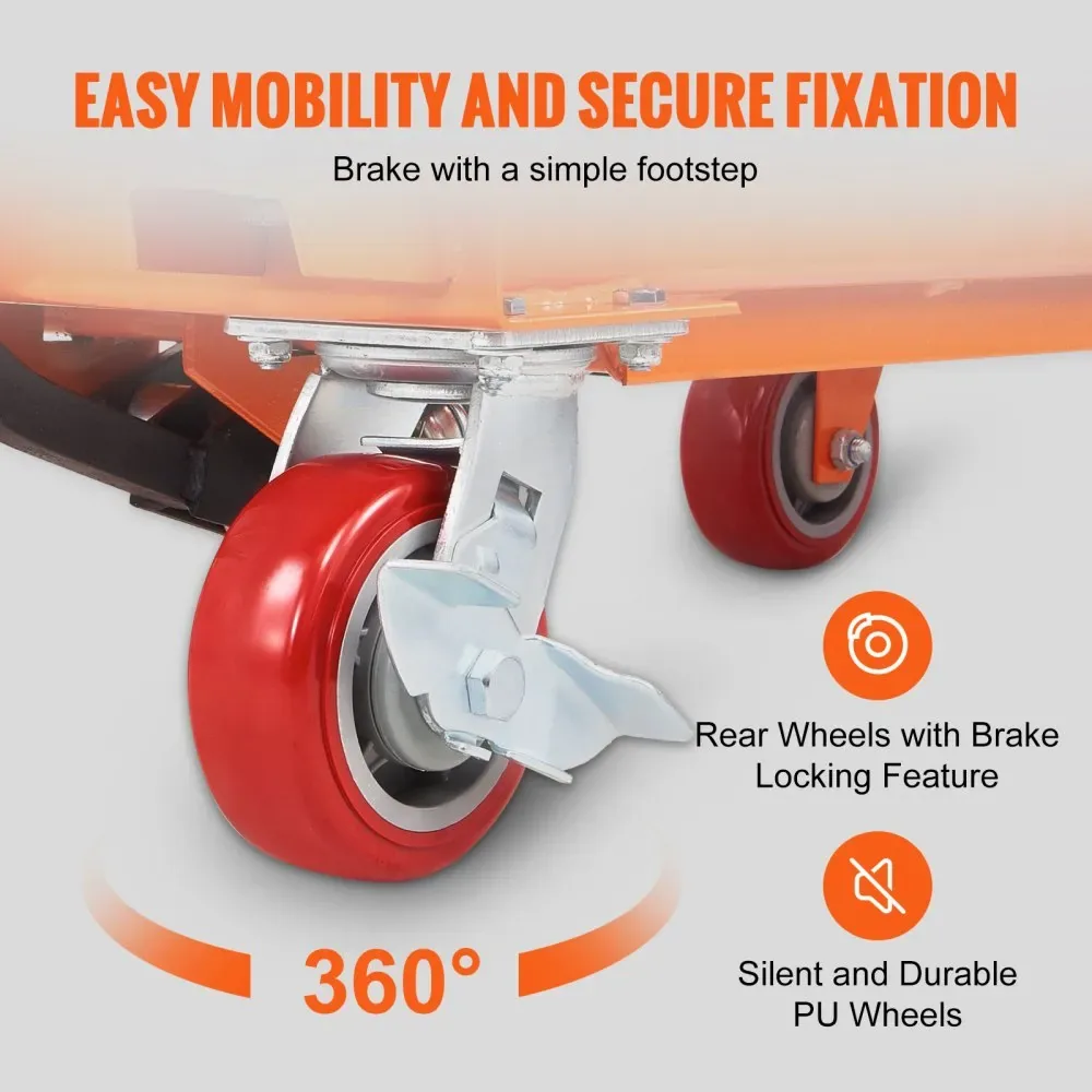 VEVOR Hydraulic Lift Table Cart Orange Single Scissor 1100 l product image 4