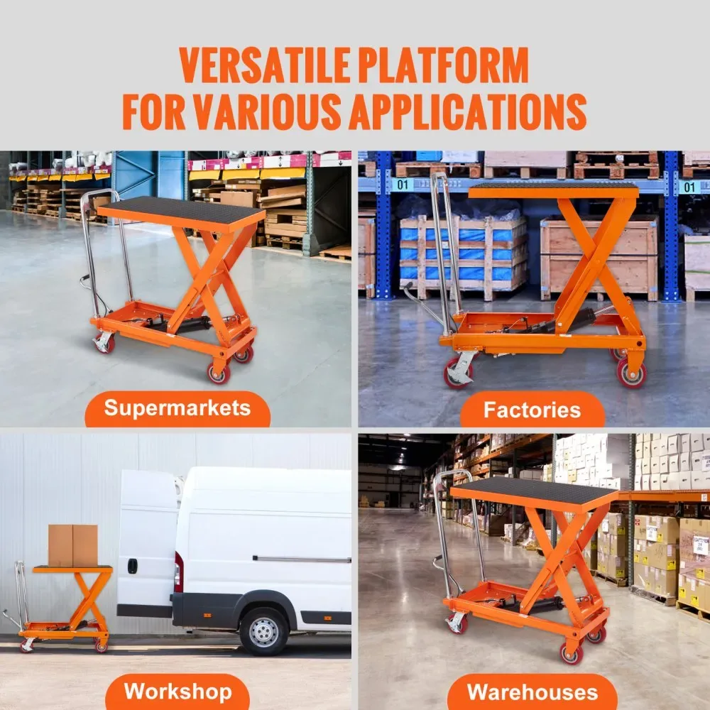 VEVOR Hydraulic Lift Table Cart Orange Single Scissor 1100 l product image 7