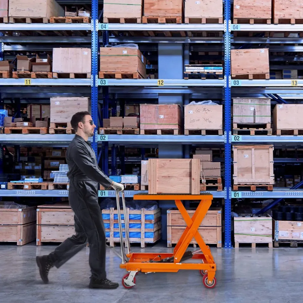 VEVOR Hydraulic Lift Table Cart Orange Single Scissor 1100 l product image 8