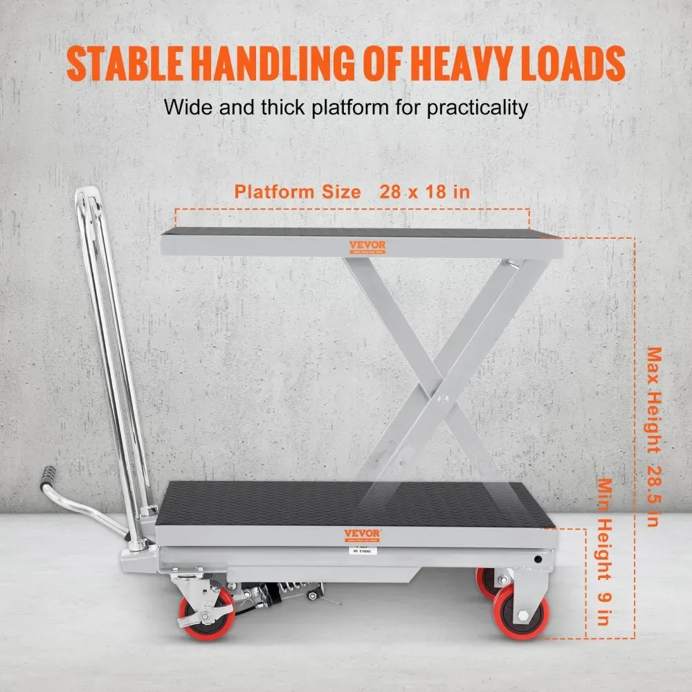 VEVOR Hydraulic Lift Table Cart Gray Single Scissor 500 lbs product image 3