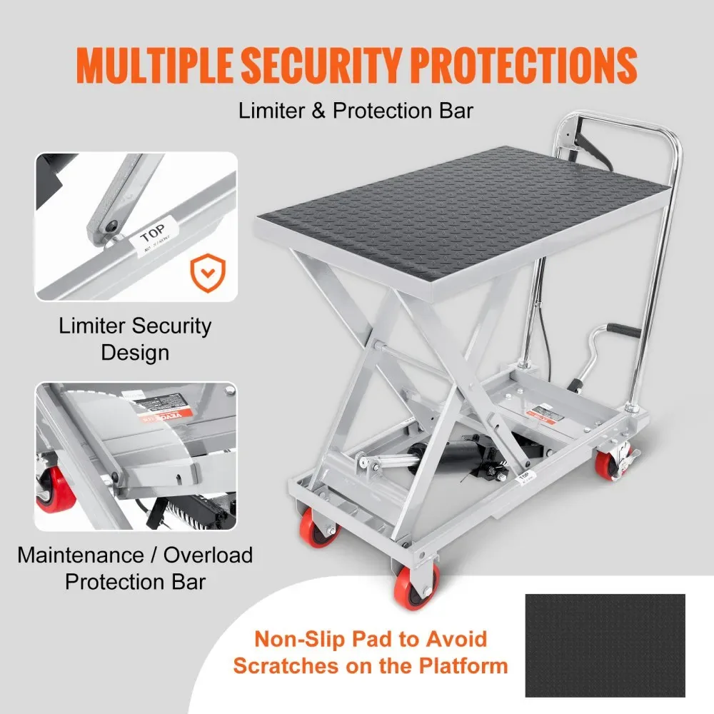 VEVOR Hydraulic Lift Table Cart Gray Single Scissor 500 lbs product image 5