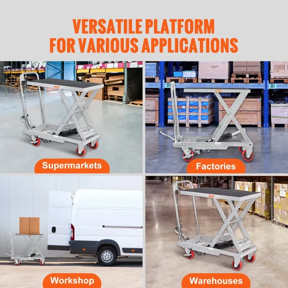 VEVOR Hydraulic Lift Table Cart Gray Single Scissor 500 lbs product image 7