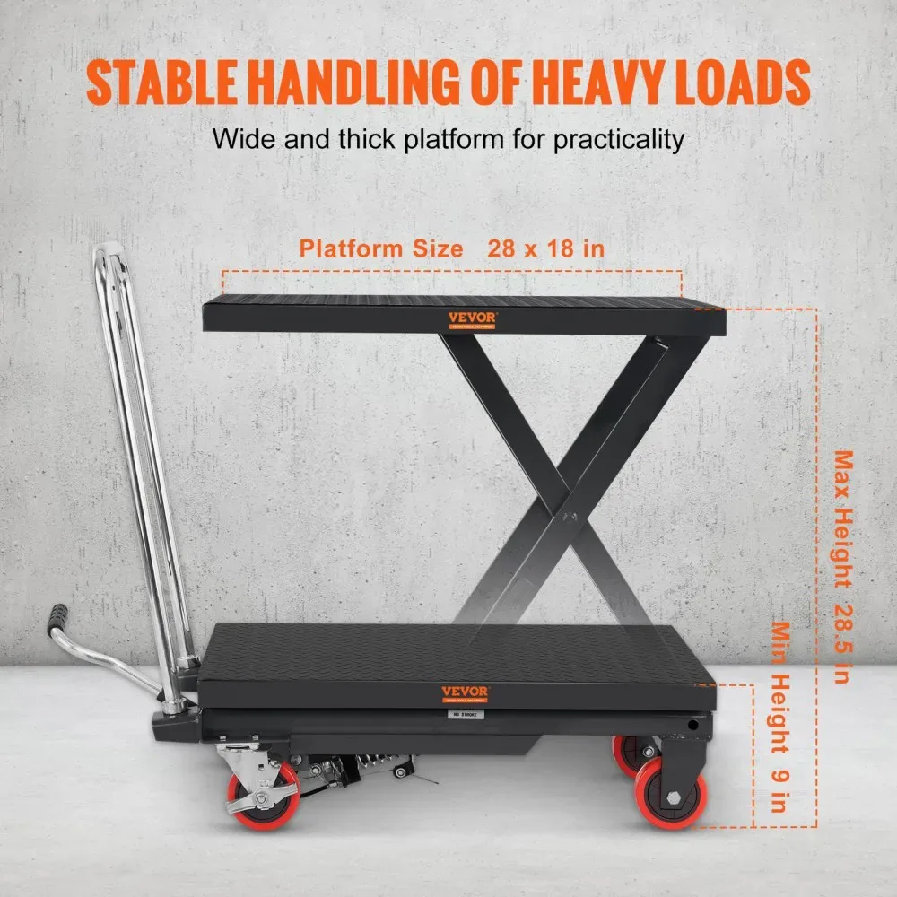 VEVOR Hydraulic Lift Table Cart Black Single Scissor 500 lbs product image 3