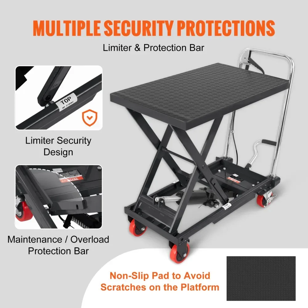 VEVOR Hydraulic Lift Table Cart Black Single Scissor 500 lbs product image 5