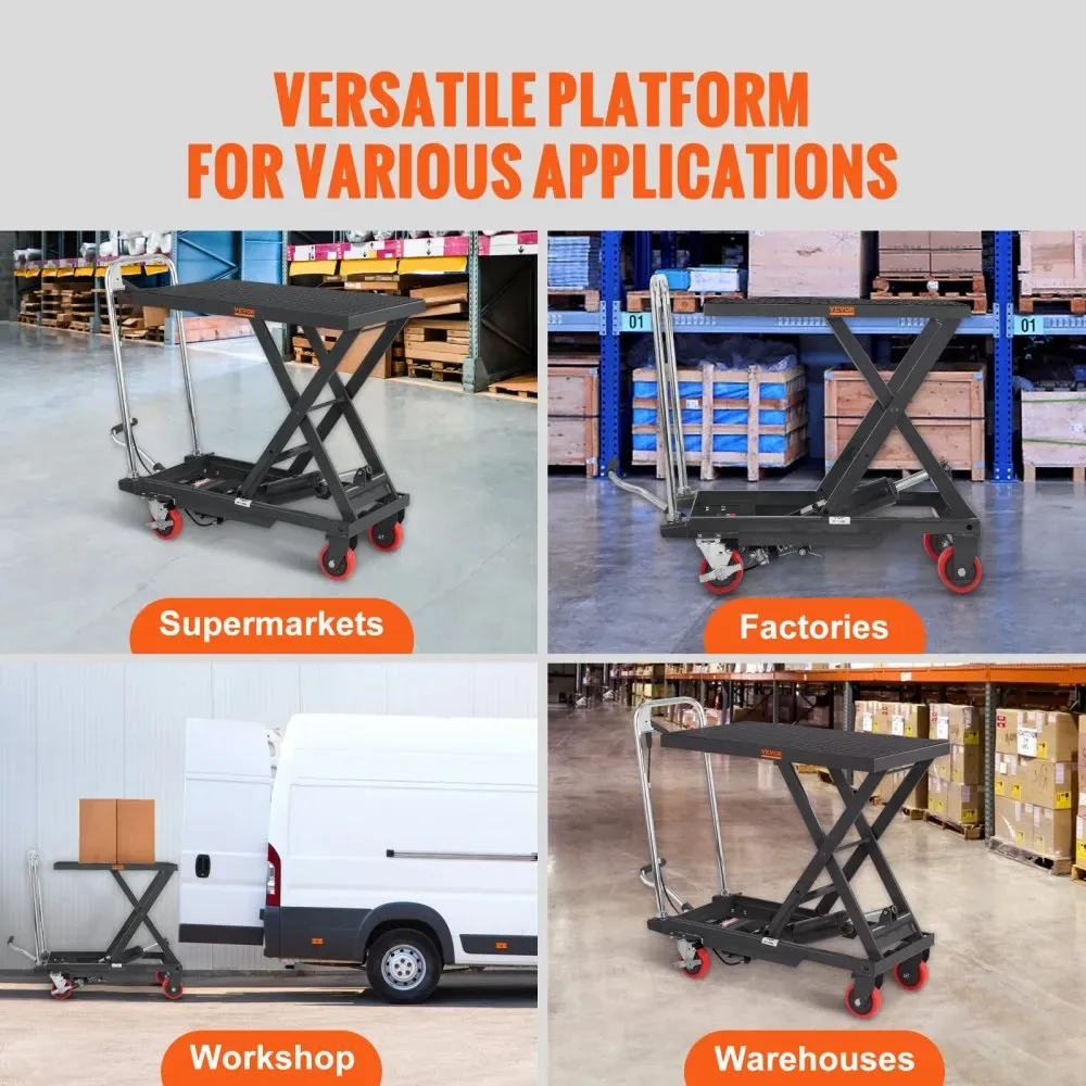 VEVOR Hydraulic Lift Table Cart Black Single Scissor 500 lbs product image 7