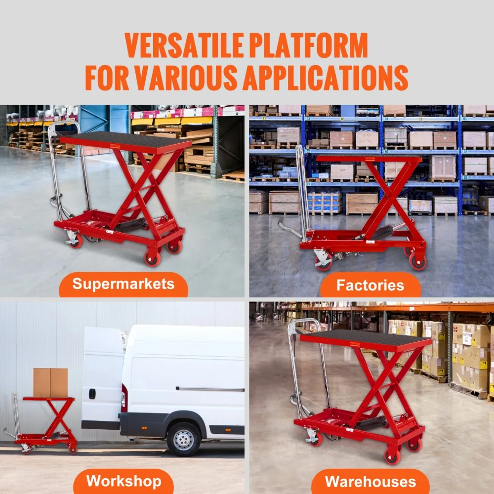 VEVOR Hydraulic Lift Table Cart Red Single Scissor 500 lbs product image 7