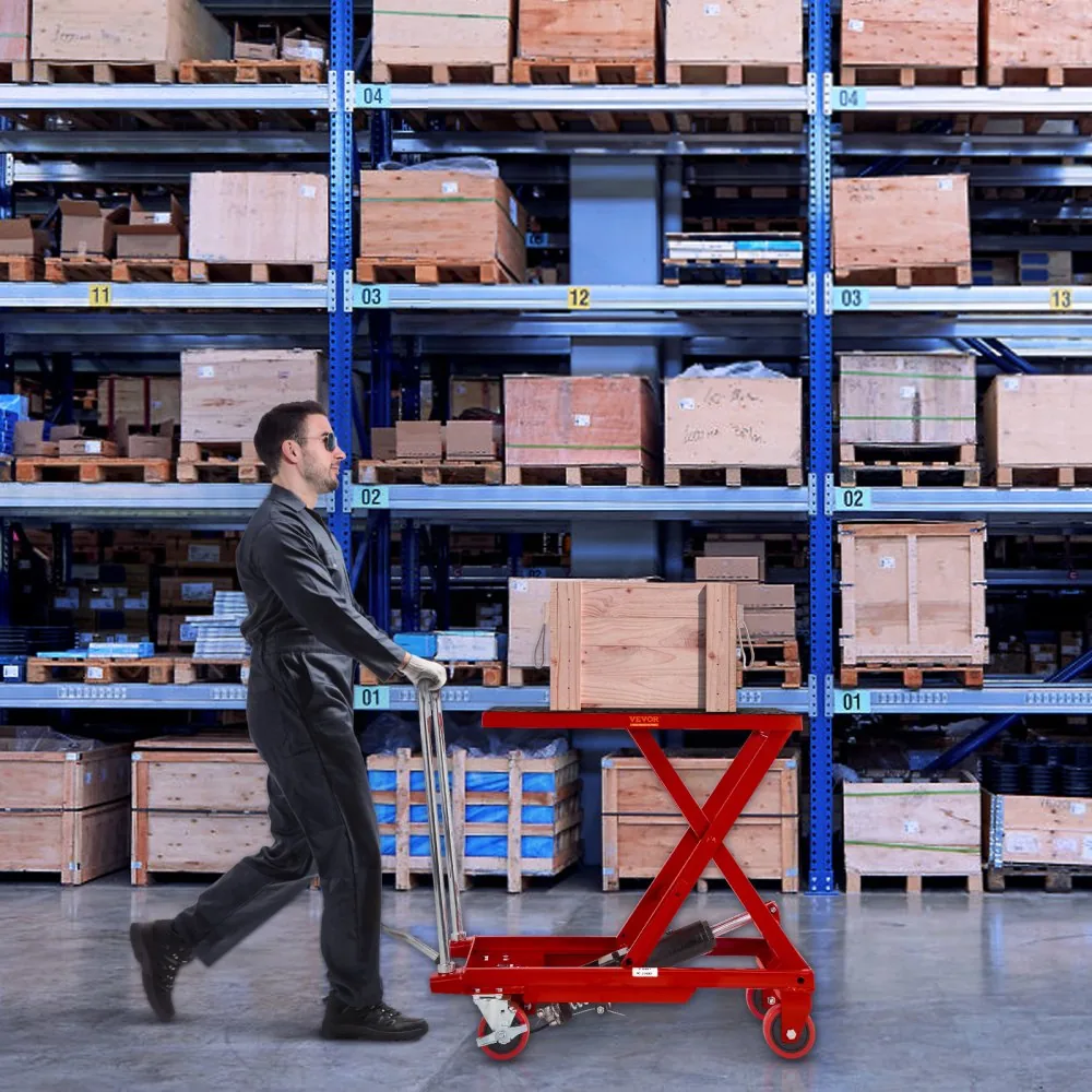VEVOR Hydraulic Lift Table Cart Red Single Scissor 500 lbs product image 8