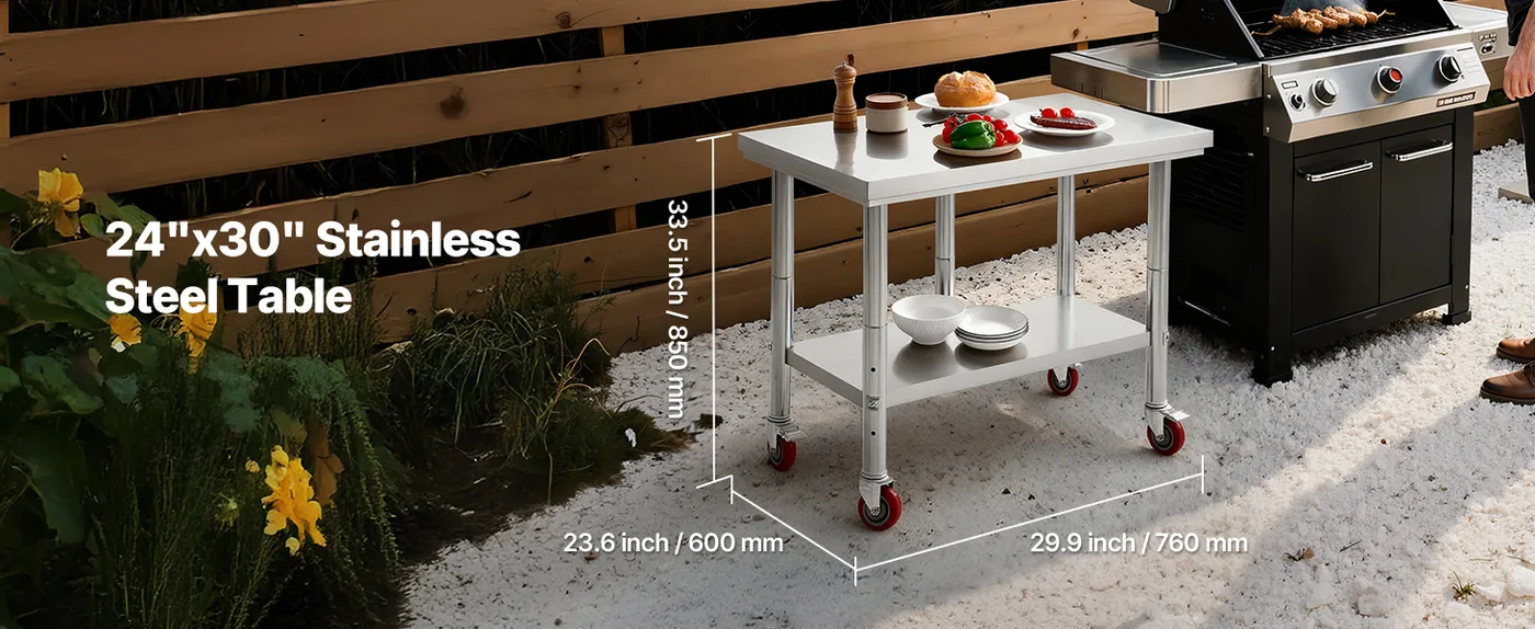 VEVOR Stainless Steel Table 24x30 inch overview