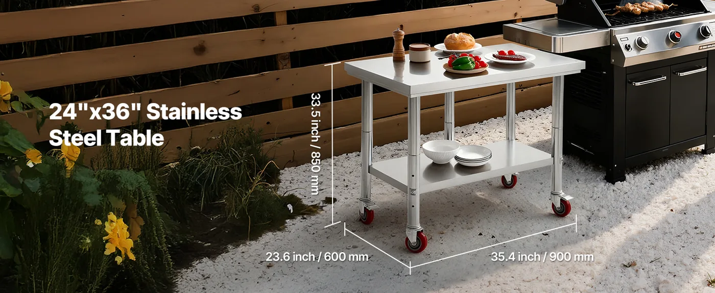 VEVOR Stainless Steel Table 24 x 36 in overview