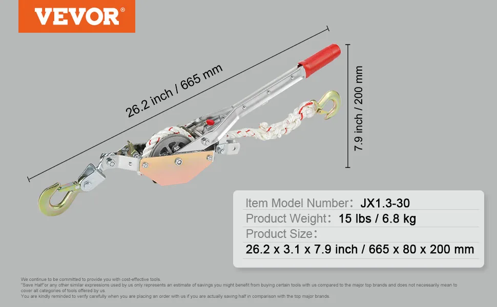 VEVOR Rope Puller 100 ft feature 5