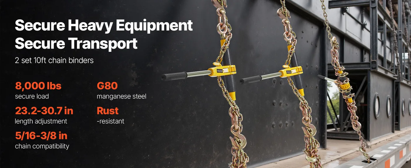 VEVOR Ratchet Chain Binder 5400 lbs 2 Sets 5/16-3/8 inch overview