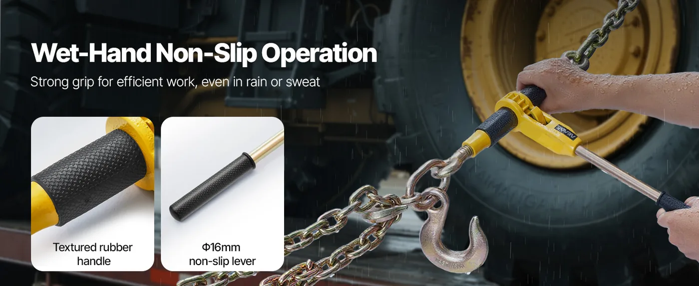 VEVOR Ratchet Chain Binder 7100 lbs 2 Sets 3/8-1/2 inch Rubber Grip