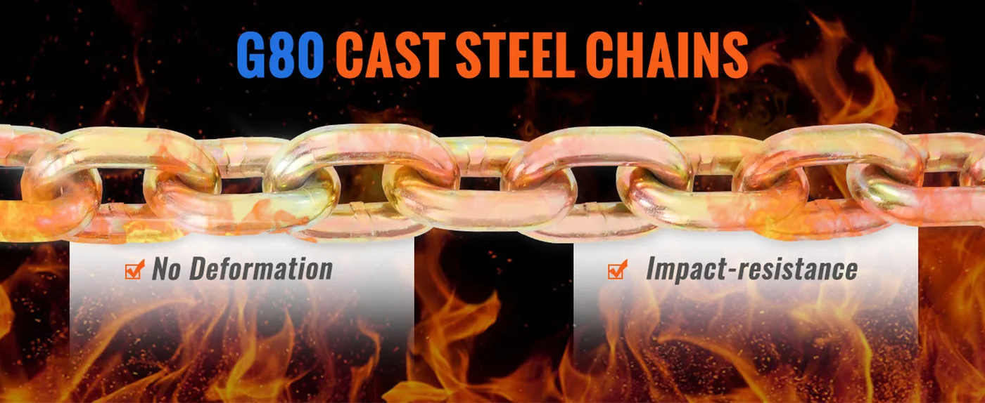 VEVOR Ratchet Chain Binder 7100lbs 2 Sets 5/16-3/8 inch feature 2