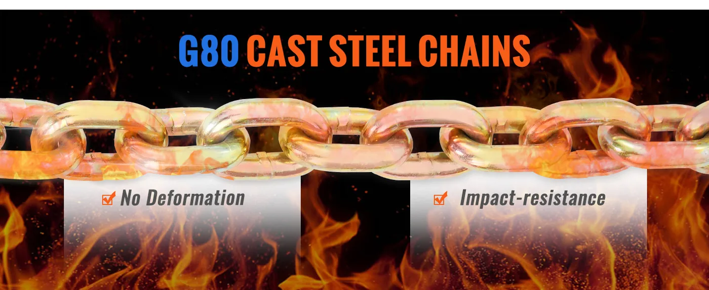 VEVOR Ratchet Chain Binder 2PCS 12000lbs 2 Sets 3/8-1/2 inch feature 3