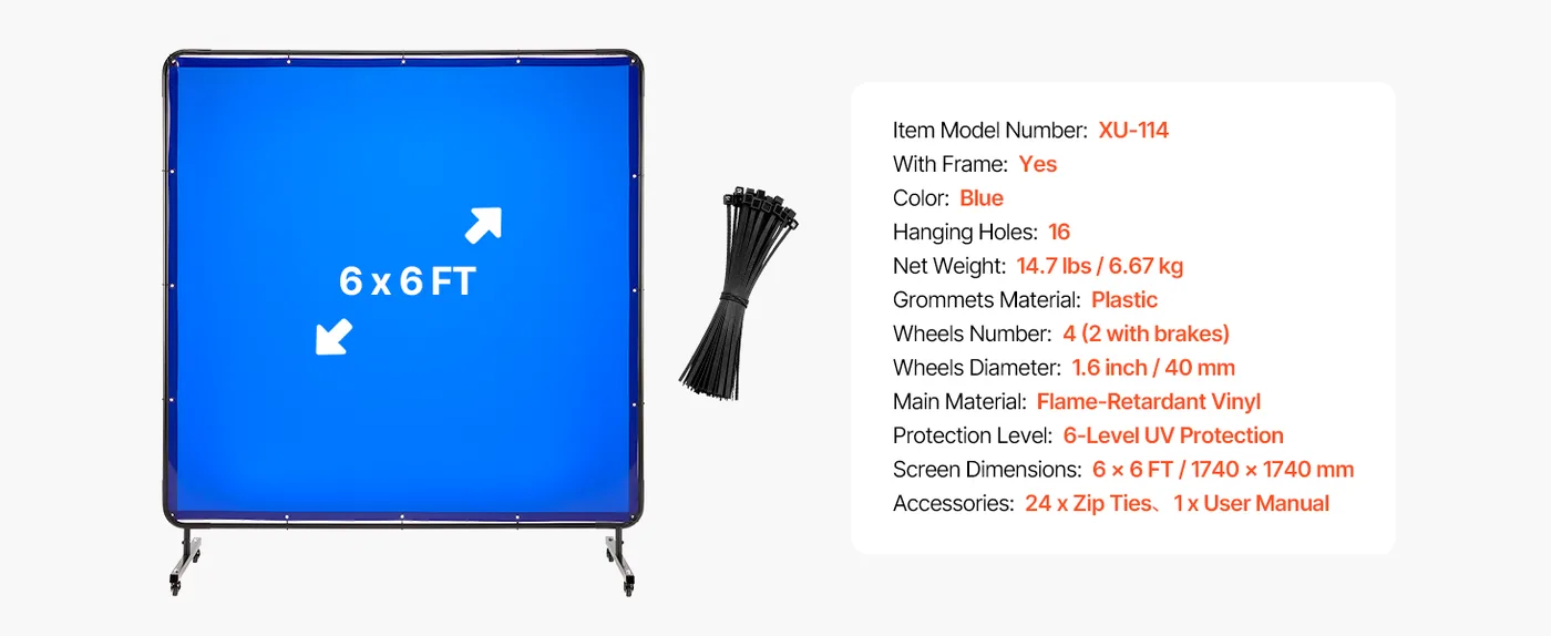 VEVOR Welding Screen with Frame Blue 6 x 6 ft. feature 5