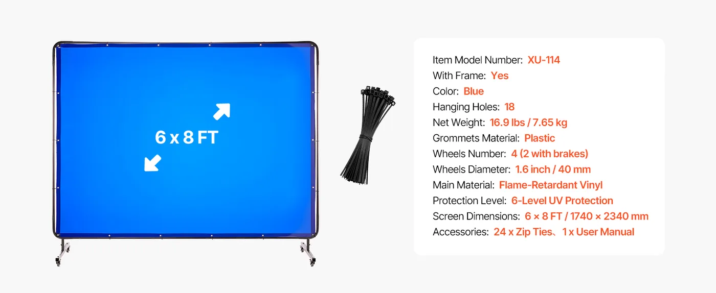 VEVOR Welding Screen with Frame Blue 6 x 8 ft. feature 5