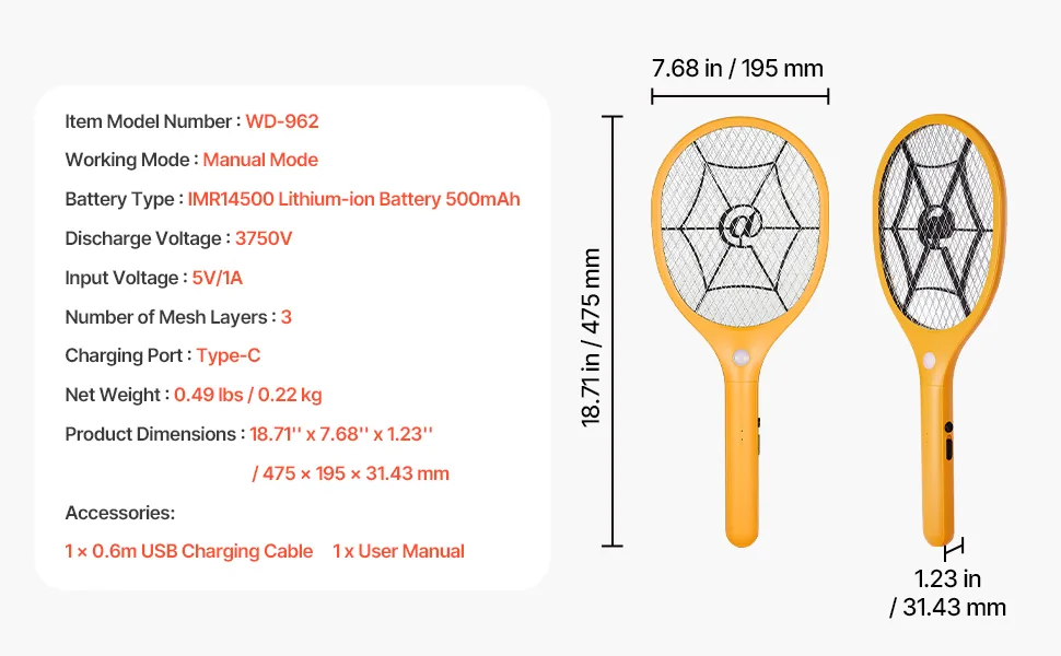 VEVOR Electric Fly Swatter Manual Mode feature 5