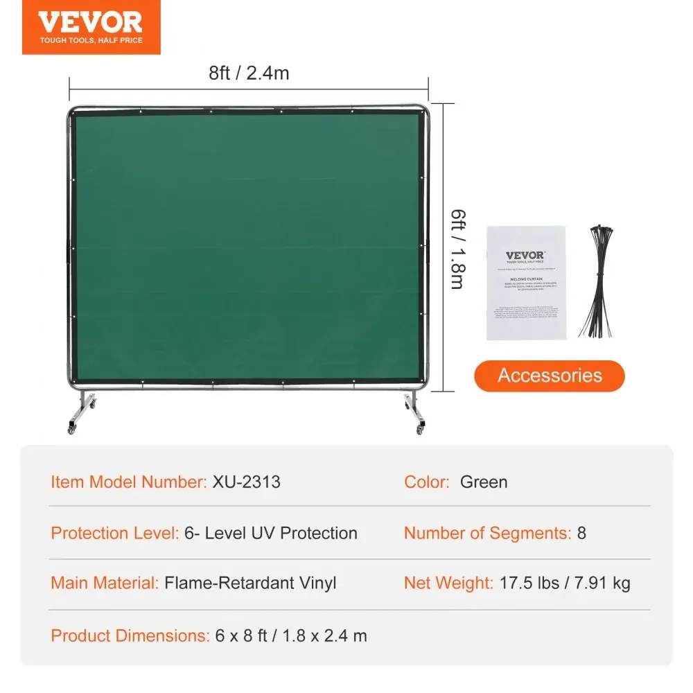 VEVOR Welding Screen with Frame Green 6 x 8 ft. product image 7