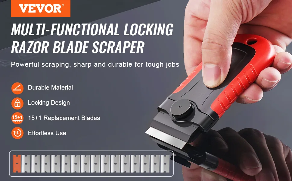 VEVOR Razor Blade Scraper Metal Plastic + TPE Single Item wi overview