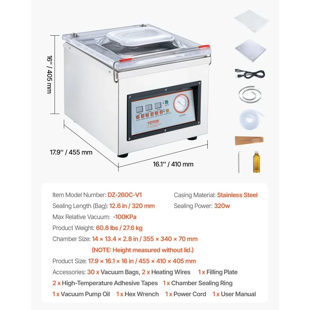 VEVOR Chamber Vacuum Sealer Tabletop 300W product image 7
