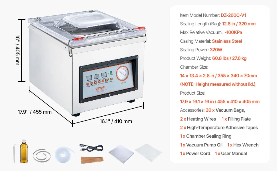 VEVOR Chamber Vacuum Sealer Tabletop 300W feature 5
