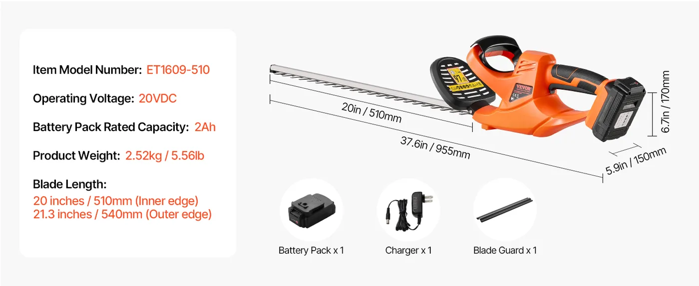 VEVOR Electric Hedge Trimmer Low Branch 18 inch feature 5