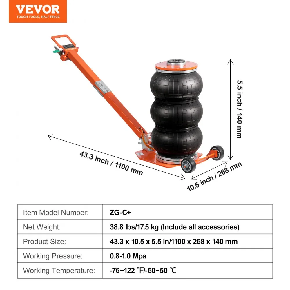 VEVOR Air Jack Adjustable Long Handle Orange product image 7