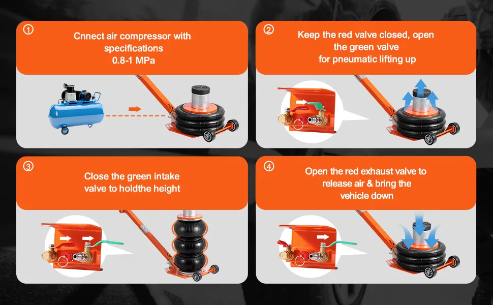 VEVOR Air Jack Adjustable Long Handle Orange feature 4