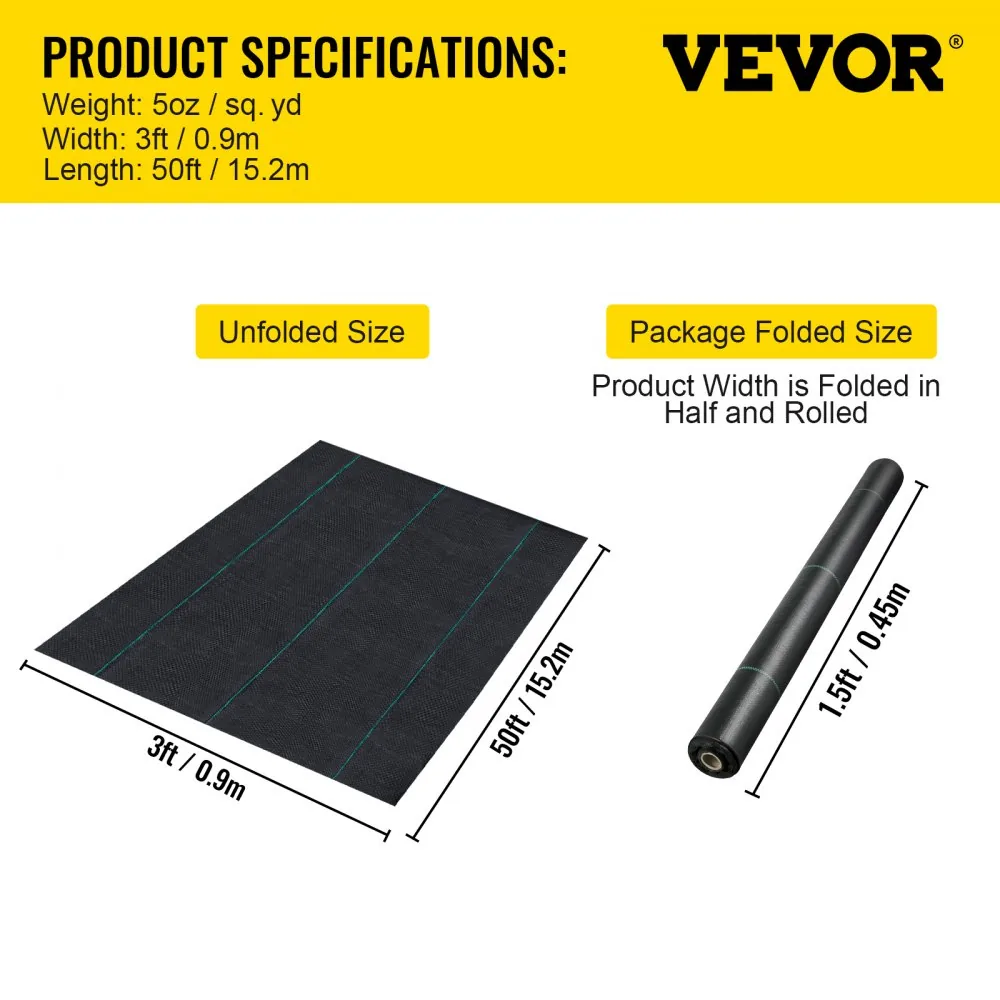 VEVOR weed mat fabric package contents