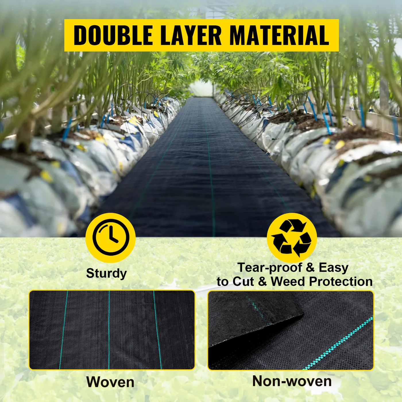 VEVOR 5.8 oz Weed Barrier 3 x 300 ft Landscape Fabric heavy duty fabric detail 2