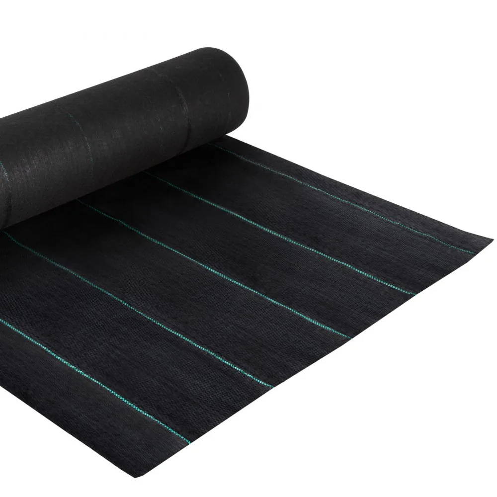 VEVOR 5.8 oz Weed Barrier 4 x 100 ft Landscape Fabric application detail