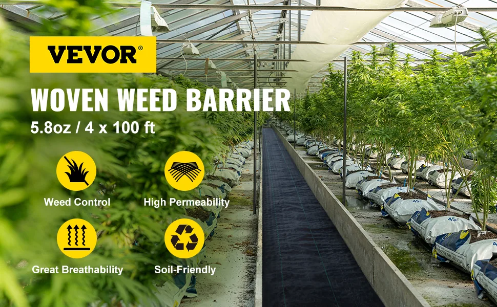 VEVOR 5.8 oz Weed Barrier 4 x 100 ft Landscape Fabric overview