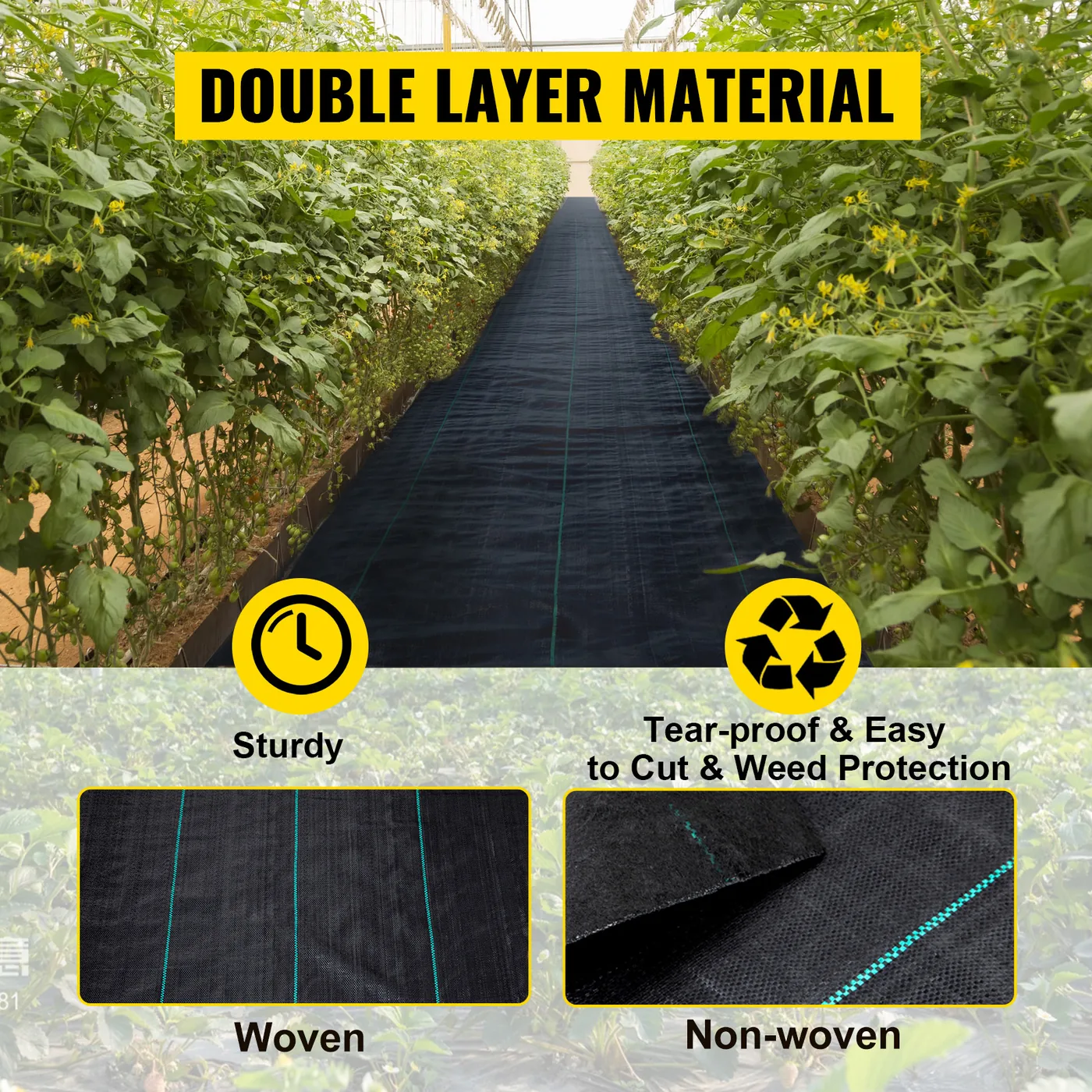 VEVOR 5.8 oz Weed Barrier 4 x 100 ft Landscape Fabric heavy duty fabric detail 2